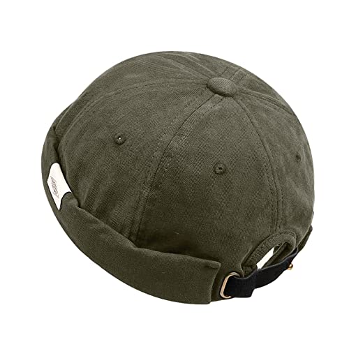 Clakllie Docker Cap Hats Skullcap Beanie Worker Sailor Cap Brimless Cap Retro Rolled Cuff Habour Hat Landlord Hat,Olive Green #TOP1