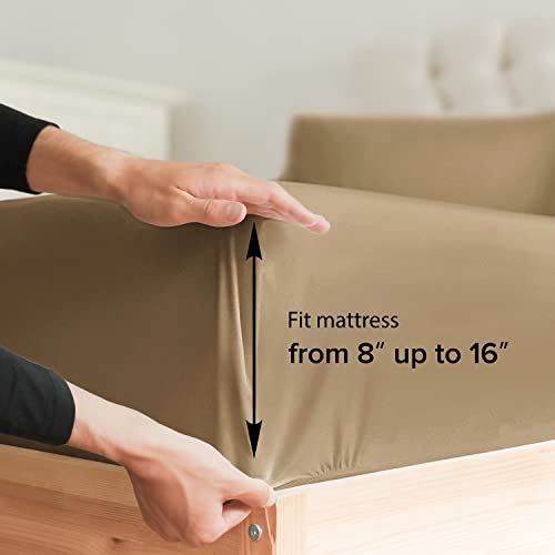 Queen Size Sheet Set - 6 Piece Set - Hotel Luxury Bed Sheets - Extra Soft - Deep Pockets - Easy Fit - Breathable & Cooling Sheets - Wrinkle Free - Comfy - Tan - Beige Bed Sheets - Queens Sheets - 6 Pc #TOP2