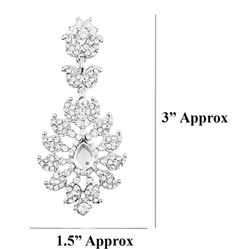 Touchstone Indian Bollywood Handcrafted Pretty Paisley Inspired Embellished With Rhinestone Ravishing Designer Jewelry Chandelier Earrings In White or Silver or Gold Tone For Women.4