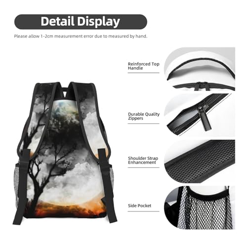 Sac à dos imprimé Planet View pour étudiant noir imperméable