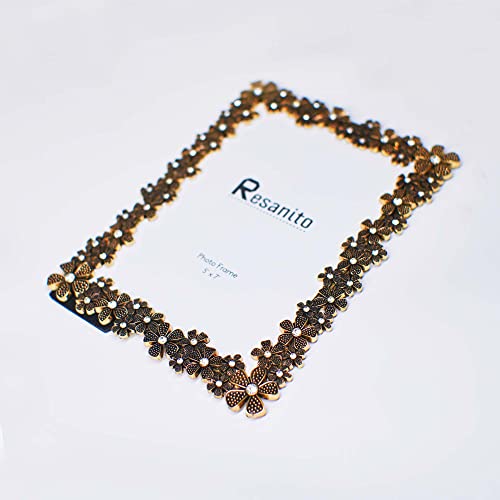 5X7 Inch Metal Picture Frames, Gift Photo Frame With High Definition Glass, Plated With Delicate Diamond Flowers Profile Display Photos For Wall Or Tabletop, Vertical Or Horizontal, Bronze, 2-Pack #TOP5