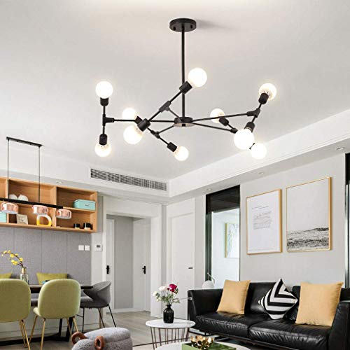 HUAQIMEI Modern Pendant Light 10-Heads Ceiling Lamp Sputnik Chandelier Mid Century Semi Flush Mount Ceiling Light for Living Room Bedroom Foyer Dining Room steampunk buy now online