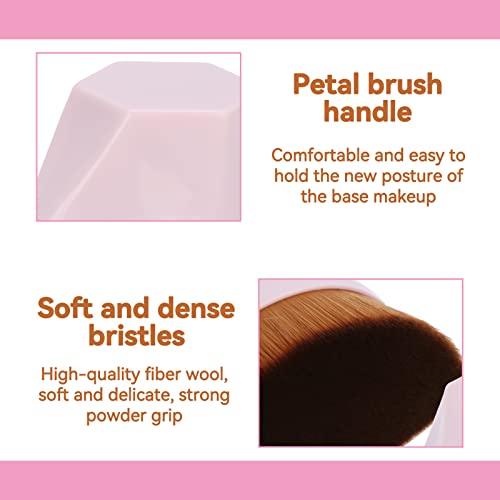 Agatige 3Pcs Foundation Brush With Case, Flat Top Hexagon Kabuki Foundation Brush Travel Makeup Brush For Blending Liquid, Cream, Powder Makeup (Pink) #TOP3