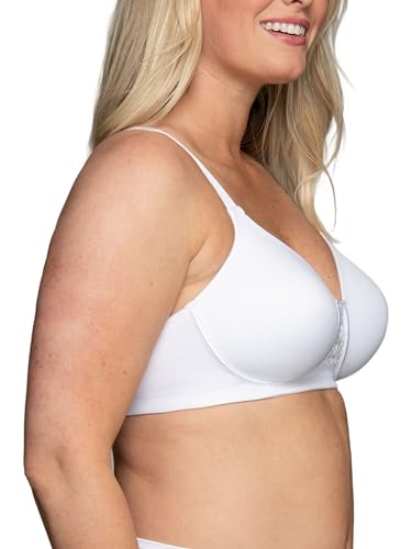 Vanity Fair Women's Full Figure Beauty Back Smoothing Bra, 4 Way Stretch Fabric, Lightly Lined Cups up to H - Wirefree - White, 36H — view 2