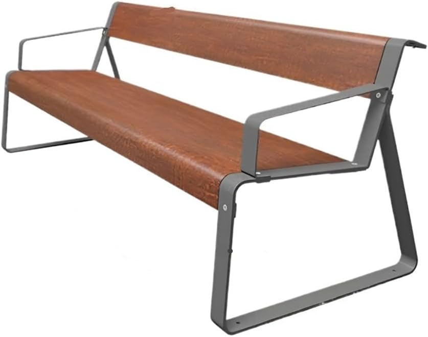 Outdoor Bench, Stainless Steel Park Bench with Backrest, Outdoor Durable Iron Garden Bench Patio Bench(Brown,180cm)
