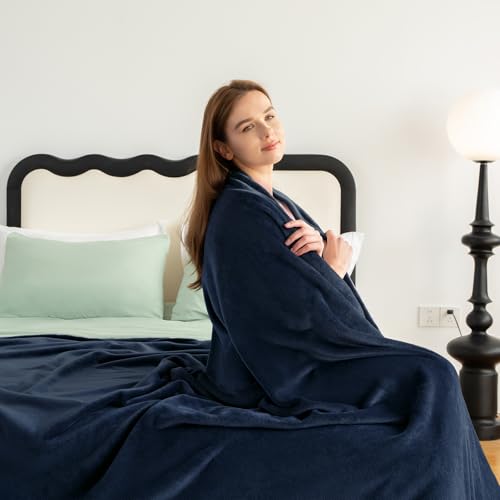 Miniatura 4 de Wavve Manta Franela Para Cama 135 150, Manta Grande Para Sofá 220x240 Cm, Sobrecama Suave, Cálida, Transpirable 240x220 Cm, Azul Marino