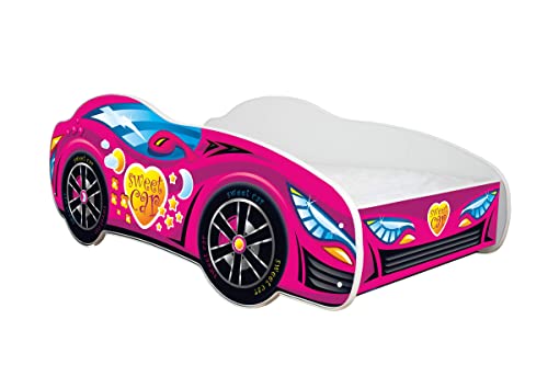 Lit d'enfant 140 x 70 [cm] avec un matelas. Lit voiture – RACING CAR – Sweet Car