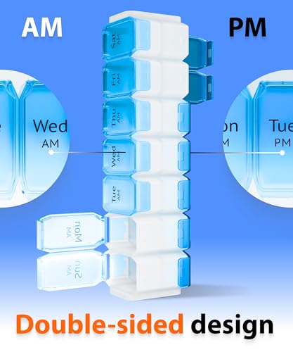 Image of Extra Large Pill Organizer 2 Times a Day - XL Pill Box 7 Day with Big AM /PM Compartments - Fits Large Vitamins, Supplements & Gummies, for 7 or 14-Day Use, Color-Coded, Senior-Friendly, No Spills