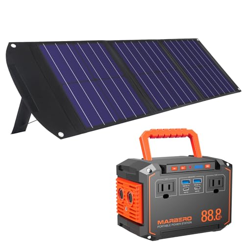 MARBERO Portable Power Station 150W Peak with 60W Portable Soalr Panel