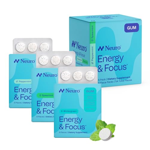 Neuro Variety Pack Gum - Energy & Focus Gum (Peppermint, Spearmint, Wintergreen) - Nootropic...