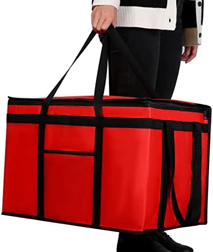 Extra large XXXL Insulated Food Delivery Bag Cooler Bags Keep Food Warm Catering Therma Catering Bag for doordash 22x14x13 Cooler Bags Therma Shopper hot XXXL warming RED Pizza 22w x 14 l x 13d