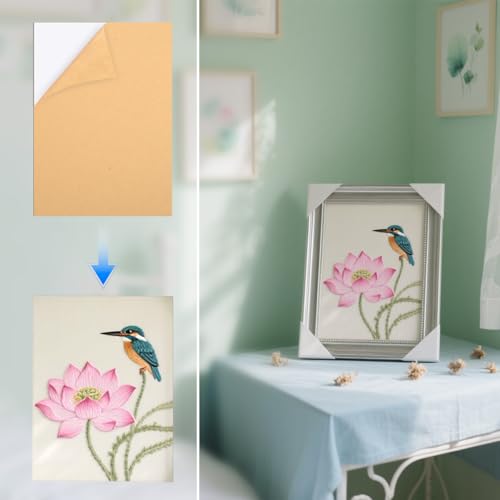5 Pcs Self Stick Mounting Board for Cross Stitch, 5 X 7 Inch Sticky Board White Picture Frame Backing Board for Cross Stitch Supplies Needlework Supplies Embroidery Backing Crafts