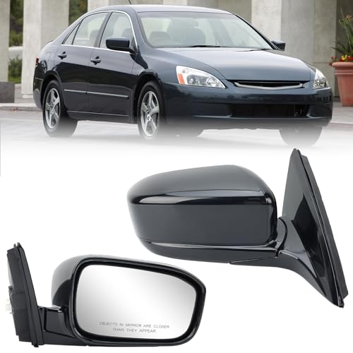 Right Passenger Side Mirror Compatible with Honda Accord 2003 2004 2005 2006 2007 Non-Heated Manual Folding Power Glass Door Mirrors Paintable Black Partslink #HO1321152