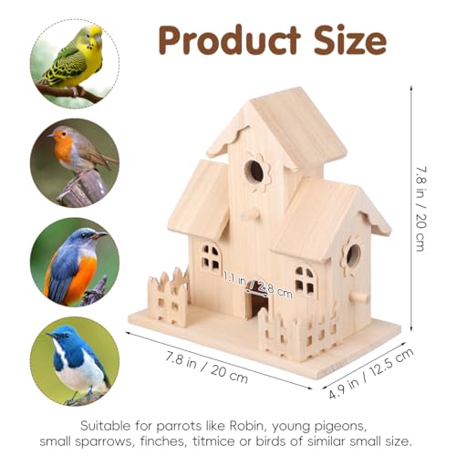 Image of Balacoo Wood Birdhouse 7.87 Inch Unpainted Hanging Nest for Birds