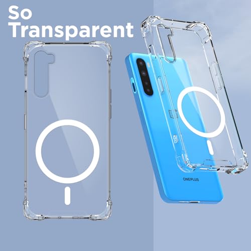 Image of Pikkme Back Cover for OnePlus Nord Mag-Safe Shockproof PC + TPU Protective Case Magnetic Support Bumper Case (Transparent Mag-Safe)
