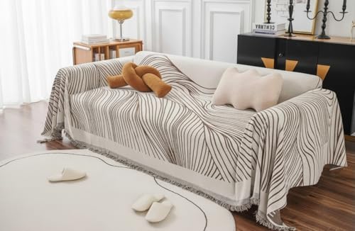 Image of The Furnishing Tree 3 Seater Reversible Chenille Sofa Cover, Double-Sided Luxury Throw, Anti-Slip Couch Cover, Soft & Comfortable Sofa Towel for All Seasons, Graphite Grey