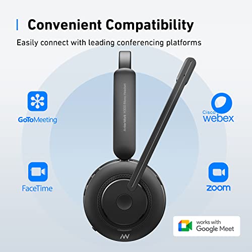 Ankerwork H300 Bluetooth Mono Headset With Leading Noise Cancelling Performance Via Cvc And 2 Mics, Bluetooth 5.1 With Dongle For Pc And Phone, 60 Hours Talk Time, For Meetings/Classes/Call Centers #TOP2