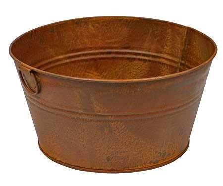 Set of 2 Rusty Tin Primitive Wash Tub - Size: 9