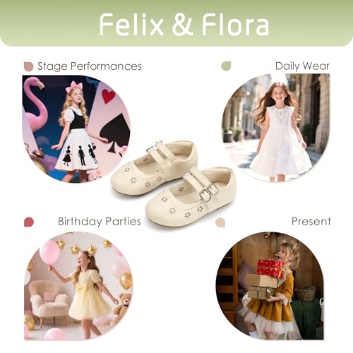 Image of Felix & Flora Toddler Flower Girl Dress Shoes - Baby Girl Ballet Mary Jane Flats for Party School Wedding