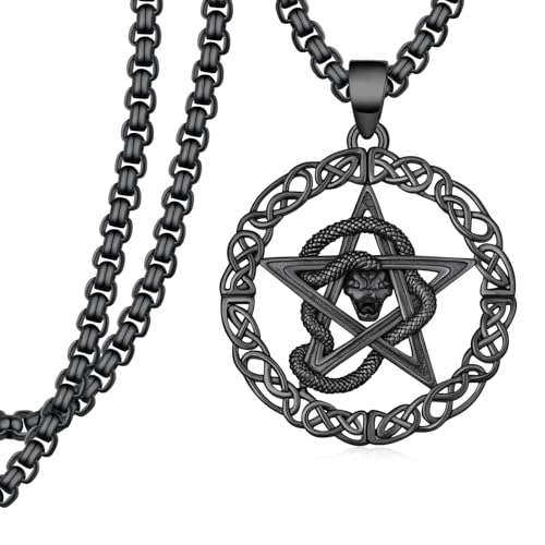 Zaruiqun Wiccan �l�b�N���X 925�X�^�[�����O�V���o�[ �u���b�N ��䊐��y���_���g �� ���ݍ������X�l�[�N�l�b�N���X �����̃E�B�b�J �S�V�b�N ���_���I�� ����� �ی� �W���G���[ �M�t�g �����Y ���f�B�[�X