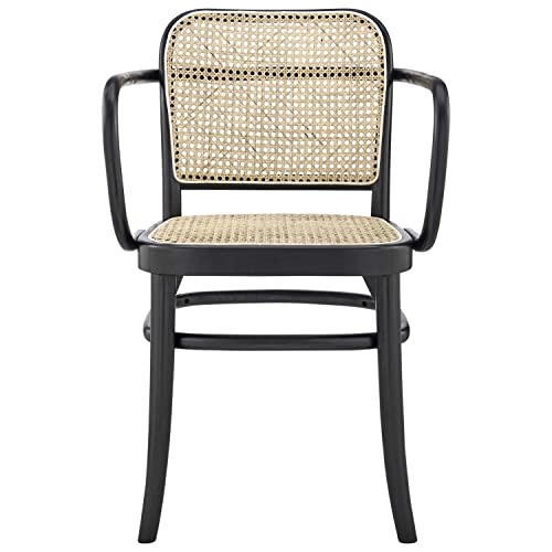 Modway Winona Elm Wood Dining Chair With Cane Rattan Seat In Black 21 X 22.5 X 32 #TOP1