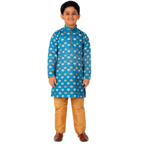 Image of Pro-Ethic Style Developer Kurta Pajama For Kids Boys | Cotton | Floral Print | Ethnic Wear (S-204)