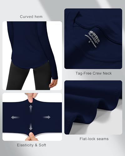 Womens Long Sleeve Rash Guard Shirts,UV Sun Protection Shirts UPF 50+ for Workout Swimming3