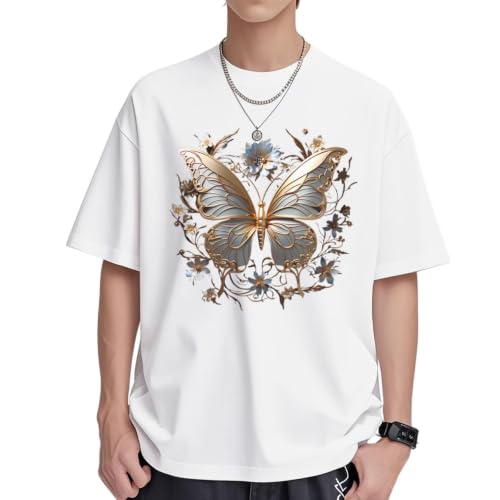 T-shirt papillon floral doré coton épais fini les tissus transparents