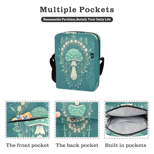 Green Mushroom Simple messenger bag for women crossbody mens crossbody women's crossbody handbags Adjustable Strap for Casual School2