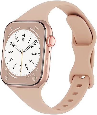 DYKEISS Sport Slim Silicone Band Compatible for Apple Watch Band 38mm 42mm 40mm 44mm 41mm 45mm 49mm, Thin Soft Narrow Replacement Strap Wristband for iWatch Ultra Series 8/7/SE/6/5/4/3/2/1 Women Men
