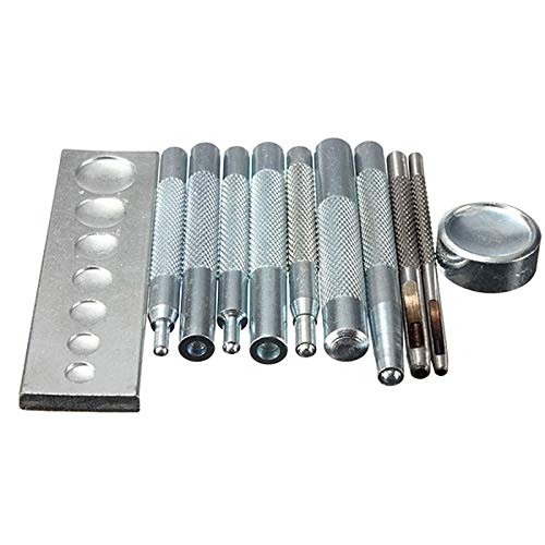 Leather Rivets and Snaps Setter Tool Kit - 11 Pcs DIY Leather Craft Die Punch Hole Tool - Professional Rivet Grommet Setting Kit