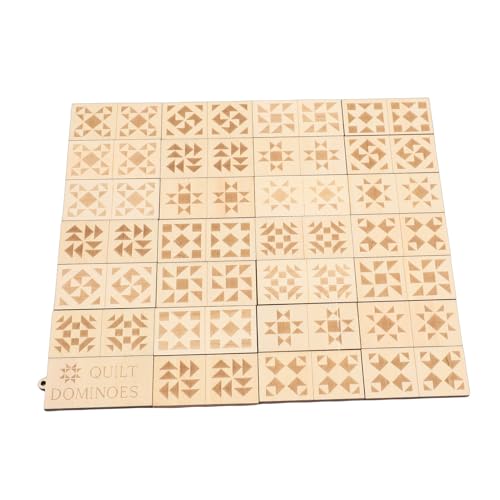 Juego de dominó de madera con 28 piezas grabadas miniatura 1