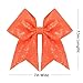 Jumbo Glitter Cheer Bow Clip - 7 Inch Large Cheerleading Sequin Hair Bow with Tails for Girls Teen Softball Cheerleader Outfit Uniform (Orange)