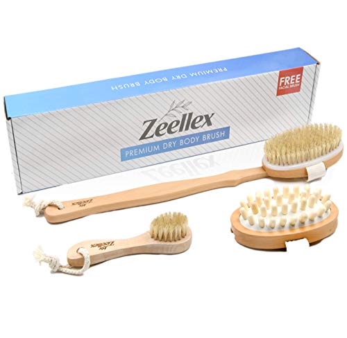 Dry Brushing Body Brush Set for Cellulite & Lymphatic Drainage and Exfoliating Dry