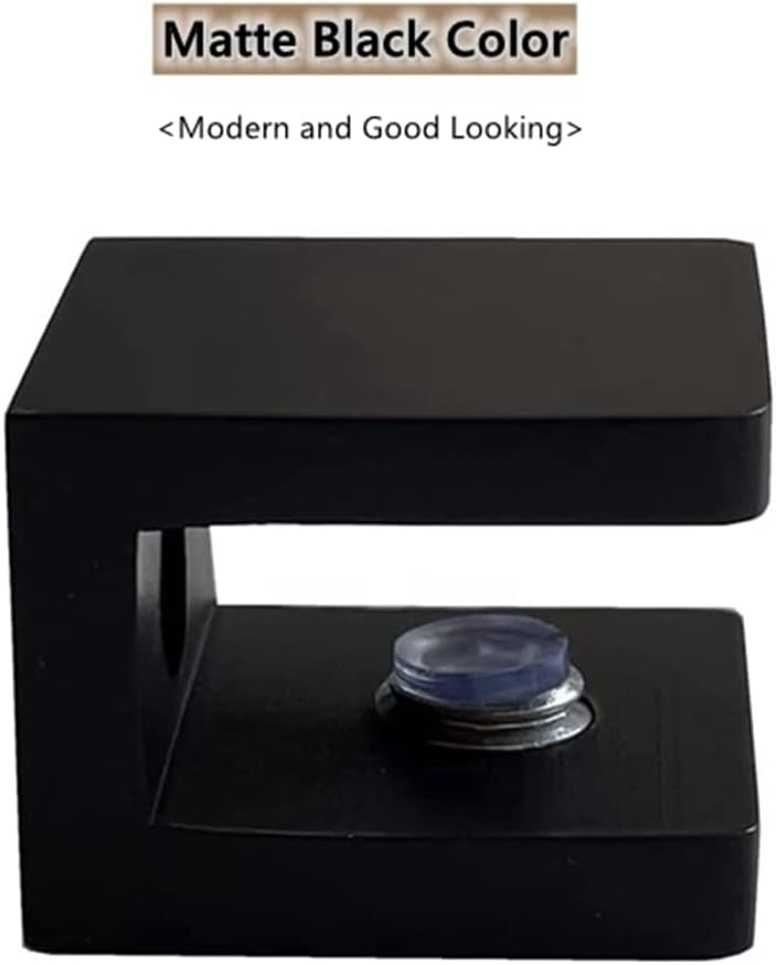 LukLoy Brass Glass Clamp, No-Drill-on-Glass Holder, Shelf Bracket, Clip Support for 8mm - 10mm Glass (4, Matte Black)