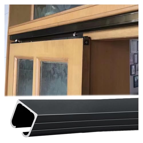 Kit de Herrajes para Puerta Corredera de Clóset AMUFJJ, Riel Invisible con Mecanismo de Cierre Suave para Puertas de 1.2" a 2" de Grosor, 0.6 m de Largo