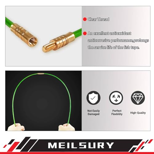 MeilsurY Fish Tape Wire Puller,22FT Fiberglass Fishing Wire, Wire Fishing Tools With 6 Different Attachments,Premium Wire Puller for Electrical Cable Pulling