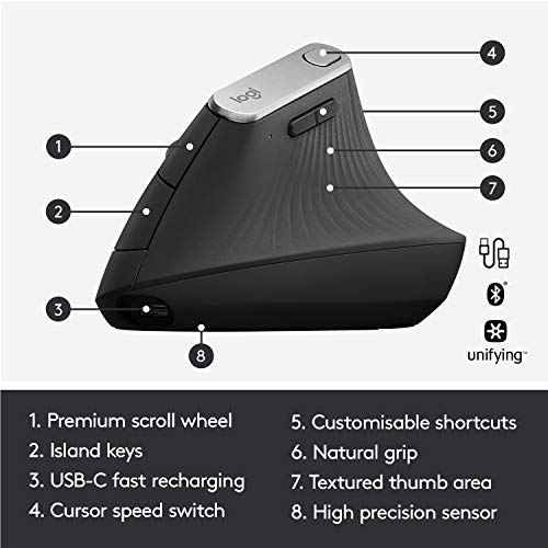 Logitech Ergo K860 Wireless Ergonomic Keyboard with Wrist Rest and MX Vertical Wireless Mouse - image 7