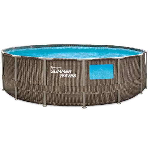 Summer Waves Piscina Tubular Fuera del Suelo Redonda con Ojo de Buey, diámetro de 4,57 x 1,22 m, práctica y fácil de Instalar, Materiales de Estructura y Revestimiento robustos, Relleno con Manguera,
