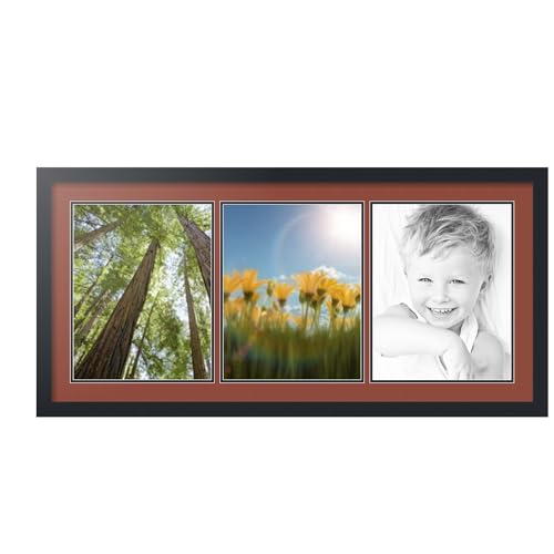 ArtToFrames Collage Photo Frame Double Mat with 3 - 11x14 Openings and Satin Black Frame