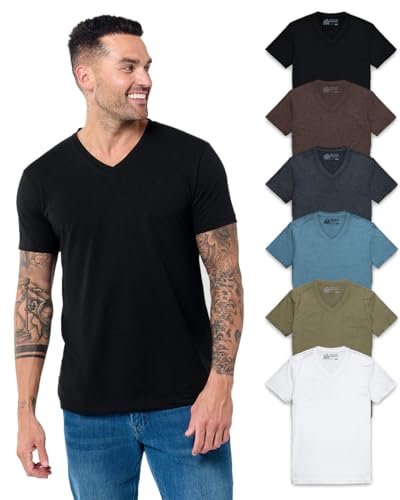 Image of Men's V-Neck T-Shirt Fitted Short Sleeve Soft Cotton Vneck Tees S-2XL