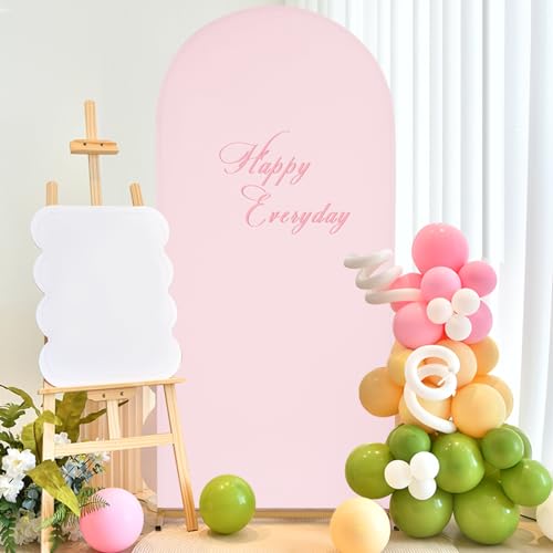 SoarDream 7.2FT Wedding Arch Cover Pink Spandex Fitted Wedding Arch Stand Covers Fitted for Round Top Chiara Arch Cover Fabric Stretchy Backdrop for Bridal Baby Shower Birthday Party Balloon Decor by SoarDream - Image 7