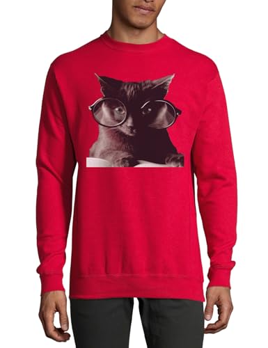 Pull hipster rouge en coton idéal pour lire avec son chat