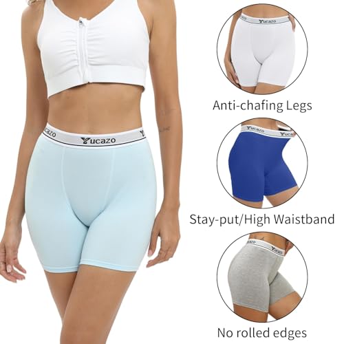 Image of Women's Anti Chafing Slip shorts Cotton Boxer Briefs Boyshorts Underwear 5.5 inch Inseam 5 Pack