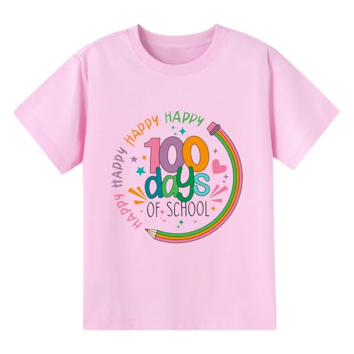 Cool 100 Days of School Shirt Girls Boys 100th Day of School Celebration Kids T-Shirt Tops 3-7 Years