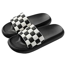 Women's Men's Checkerboard Slippers Shower Sandals Quick Drying Thick Sole
Non-Slip Lightweight Household Bathroom Checkered Slippers Garden Bedroom
Checkerboard Slides Sandals Black 40-41