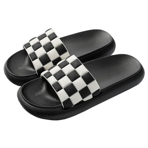 Women's Men's Checkerboard Slippers Shower Sandals Quick Drying Thick Sole Non-Slip Lightweight Household Bathroom Checkered Slippers Garden Bedroom Checkerboard Slides Sandals