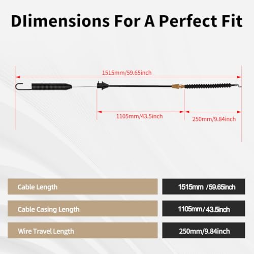 Image of 946-04618C Deck Engagement Cable for MTD 1040 1045 LTX1040 LTX1042 LTX1045 LTX1046 LTX1050H Troy Bilt TB2246 Lawn Mower