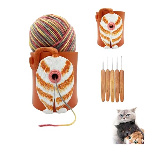 Image of Yarn Bowls for Crocheting Knitting Cat Yarn Bowls with Knitting Accessories (5PCS Knitting Needles)