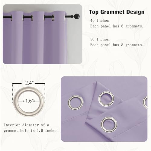 Image of Simplebrand Lilac Kitchen Valances for Windows 18 Inches Long 2 Pack, Room Darkening Window Valances for Living Room, Grommet Short Straight Drape Kitchen Curtains for Bedroom Kids Room, 40Wx18L